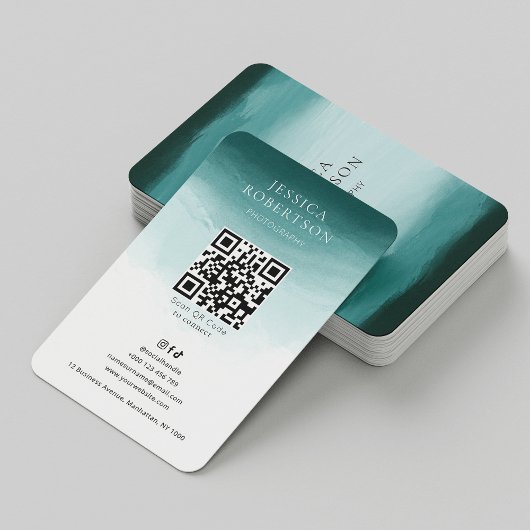 Moderner Aquamariner QR-Code für Social Media Visitenkarte