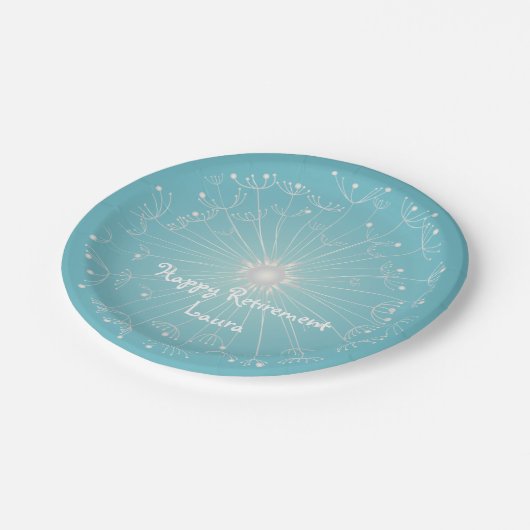 Moderner, aquamariner Ruhestands-Party-Teller Pappteller (Schrägansicht)