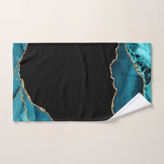 Moderner Aquamariner und goldener Agate Stone Badhandtuch Set (Handtuch)