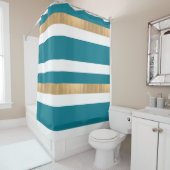 Moderner Aquamariner White and Gold Duschvorhang (Beispiel)