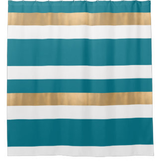 Moderner Aquamariner White and Gold Duschvorhang