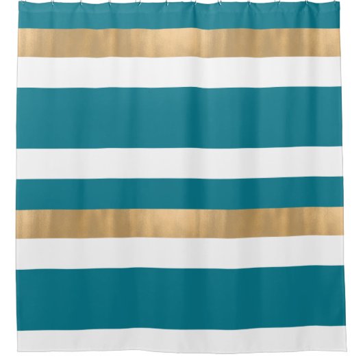 Moderner Aquamariner White and Gold Duschvorhang (Vorderseite)