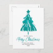 Moderner Aquamariner Winterweihbaum Feiertagspostkarte (Vorne/Hinten)