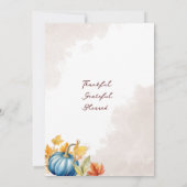 Moderner Aquarell Rosa Orange Pumpkin Erntedank Einladung (Rückseite)