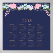 Moderner Aquarellblumen-Kalender 2018 Poster (Vorne)