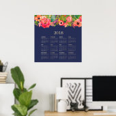 Moderner Aquarellblumen-Kalender 2018 Poster (Heimbüro)