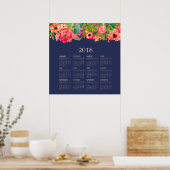 Moderner Aquarellblumen-Kalender 2018 Poster (Küche)