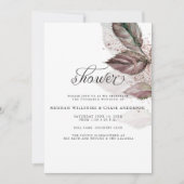 Moderner Aquarellfarben-Glitzer Foliage BarefootBr Einladung (Vorderseite)