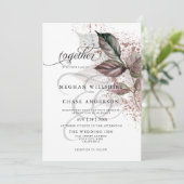 Moderner Aquarellfarben-Glitzer Foliage BarefootBr Einladung (Stehend Vorderseite)