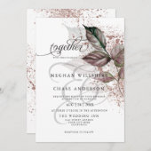 Moderner Aquarellfarben-Glitzer Foliage BarefootBr Einladung (Vorne/Hinten)