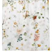 Moderner Aquarellgarten Wildblume Duschvorhang (Vorderseite)