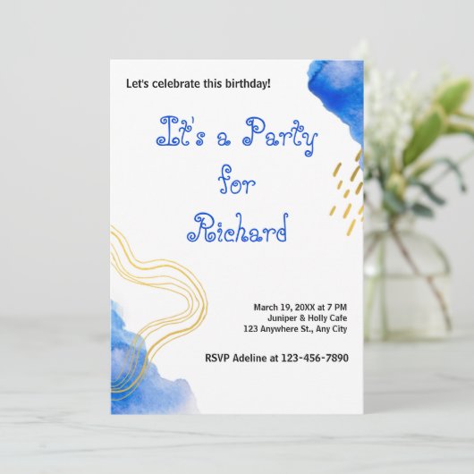 Moderner AquarellGeburtstag (Stehend Vorderseite)