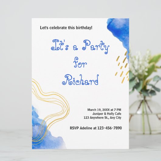 Moderner AquarellGeburtstag (Stehend Vorderseite)