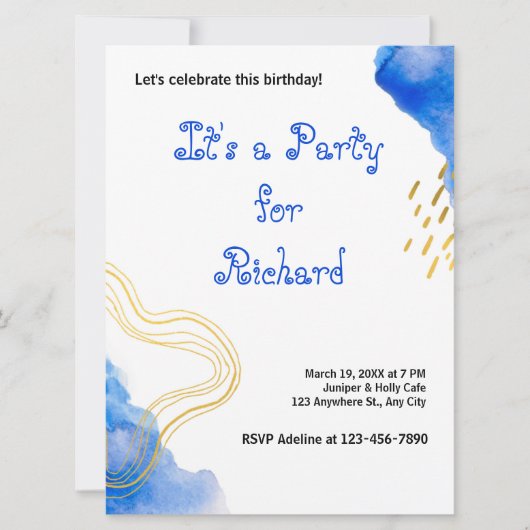 Moderner AquarellGeburtstag (Vorderseite)