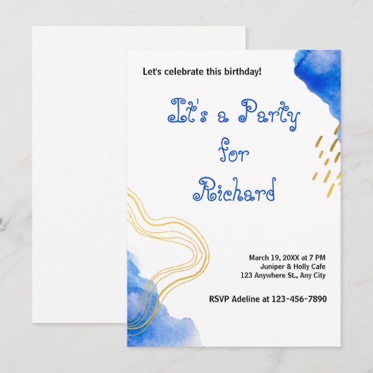 Moderner AquarellGeburtstag (Vorne/Hinten)