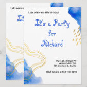 Moderner AquarellGeburtstag Einladung (Vorne/Hinten)