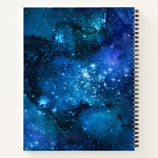 Moderner Aquarellnebel Galaxy Name Blaues Notebook Notizblock (Rückseite)