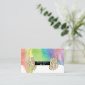 Moderner Aquarellschlauch, Glitzer Headphone DJ Visitenkarte (Stehend Vorderseite)