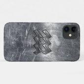 Moderner Aquarius Zodiac gestörter Silberstahl Case-Mate iPhone Hülle (Rückseite (Horizontal))