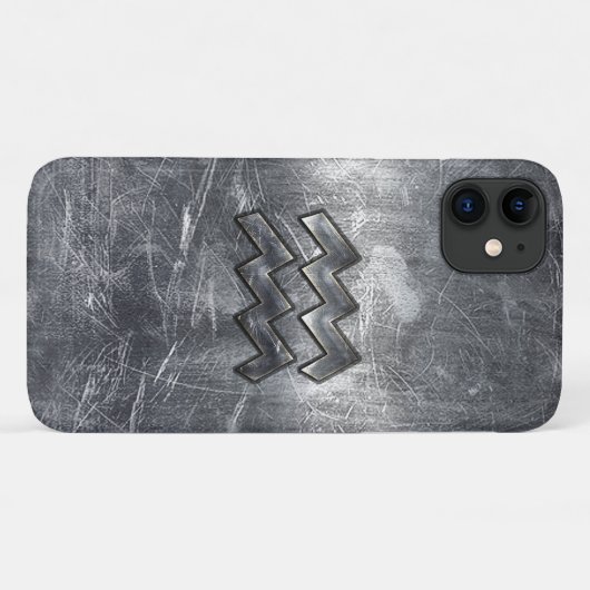 Moderner Aquarius Zodiac gestörter Silberstahl Case-Mate iPhone Hülle (Rückseite (Horizontal))