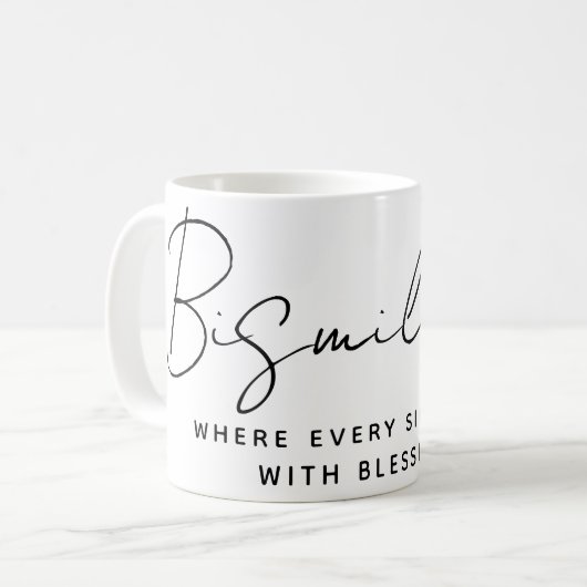 Moderner arabischer Bismillah-Text schwarz Kaffeetasse (Vorderseite Links)