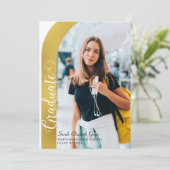 Moderner Arc Foto Script Abschluss Einladung (Stehend Vorderseite)