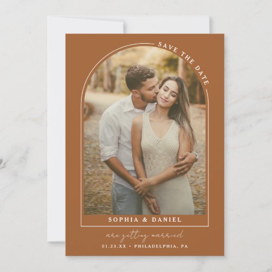 Moderner Arch Boho Arch mit Foto Save the Date (Vorderseite)
