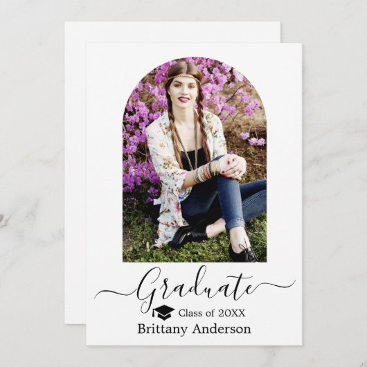 Moderner Arch Cap Calligraphy Abschluss Ankündigung (Vorne/Hinten)