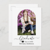 Moderner Arch Cap Calligraphy Foto Abschluss Postkarte (Vorne/Hinten)