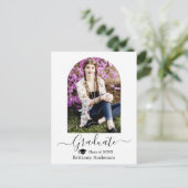 Moderner Arch Cap Calligraphy Foto Abschluss Postkarte (Stehend Vorderseite)