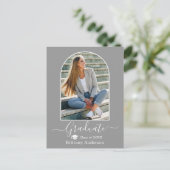 Moderner Arch Cap Calligraphy Grau-Abschluss Postkarte (Stehend Vorderseite)