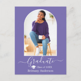 Moderner Arch Cap Calligraphy Periwinkle Abschluss Postkarte