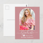 Moderner Arch Cap Dusty Pink Abschluss Postkarte (Vorne/Hinten)