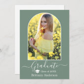 Moderner Arch Cap Sage Green Abschluss Ankündigung (Vorne/Hinten)