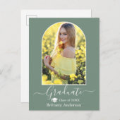 Moderner Arch Cap Sage Green Abschluss Postkarte (Vorne/Hinten)