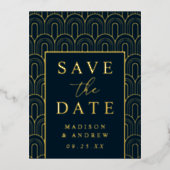 Moderner Arch Deko Wedding Save the Date Folie Einladungspostkarte (Vorderseite)