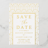 Moderner Arch Deko Wedding Save the Date Folieneinladung (Vorderseite)