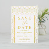 Moderner Arch Deko Wedding Save the Date Folieneinladung (Stehend vorne)