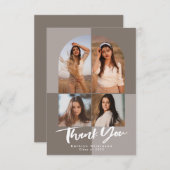 Moderner Arch Dusty Silver Gray Foto Abschluss Dankeskarte (Vorne/Hinten)