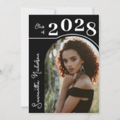 Moderner Arch Foto Abschluss Schwarz Einladung (Vorderseite)