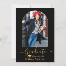 Moderner Arch Gold Cap Calligraphy Foto Abschluss