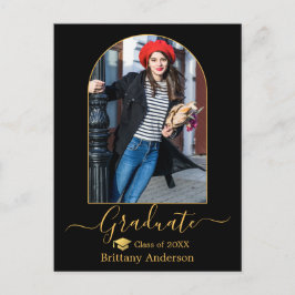 Moderner Arch Gold Cap Calligraphy Foto Abschluss Postkarte