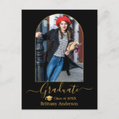 Moderner Arch Gold Cap Calligraphy Foto Abschluss Postkarte (Vorderseite)