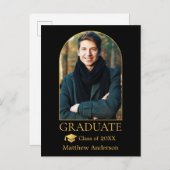 Moderner Arch Gold Grad Cap Foto Abschluss Postkarte (Vorne/Hinten)