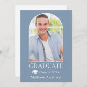 Moderner Arch Grad Cap Dusty Blue Abschluss Ankündigung (Vorne/Hinten)