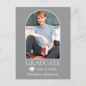 Moderner Arch Grad Cap Foto Grau Abschluss Postkarte (Vorderseite)