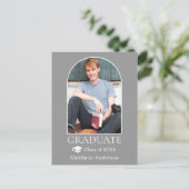 Moderner Arch Grad Cap Foto Grau Abschluss Postkarte (Stehend Vorderseite)