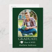 Moderner Arch Grad Cap Foto Grüner Abschluss Postkarte (Vorne/Hinten)