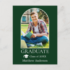 Moderner Arch Grad Cap Foto Grüner Abschluss Postkarte