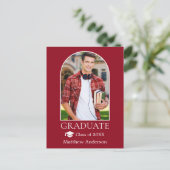 Moderner Arch Grad Cap Foto Roter Abschluss Postkarte (Stehend Vorderseite)